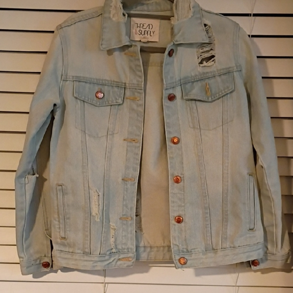 Thread & Supply Light Blue Distressed Jacket
